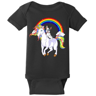 French Bulldog Riding Unicorn Baby Bodysuit