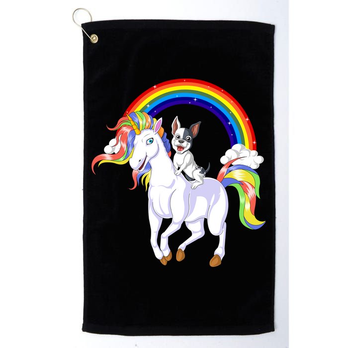 French Bulldog Riding Unicorn Golf Towel