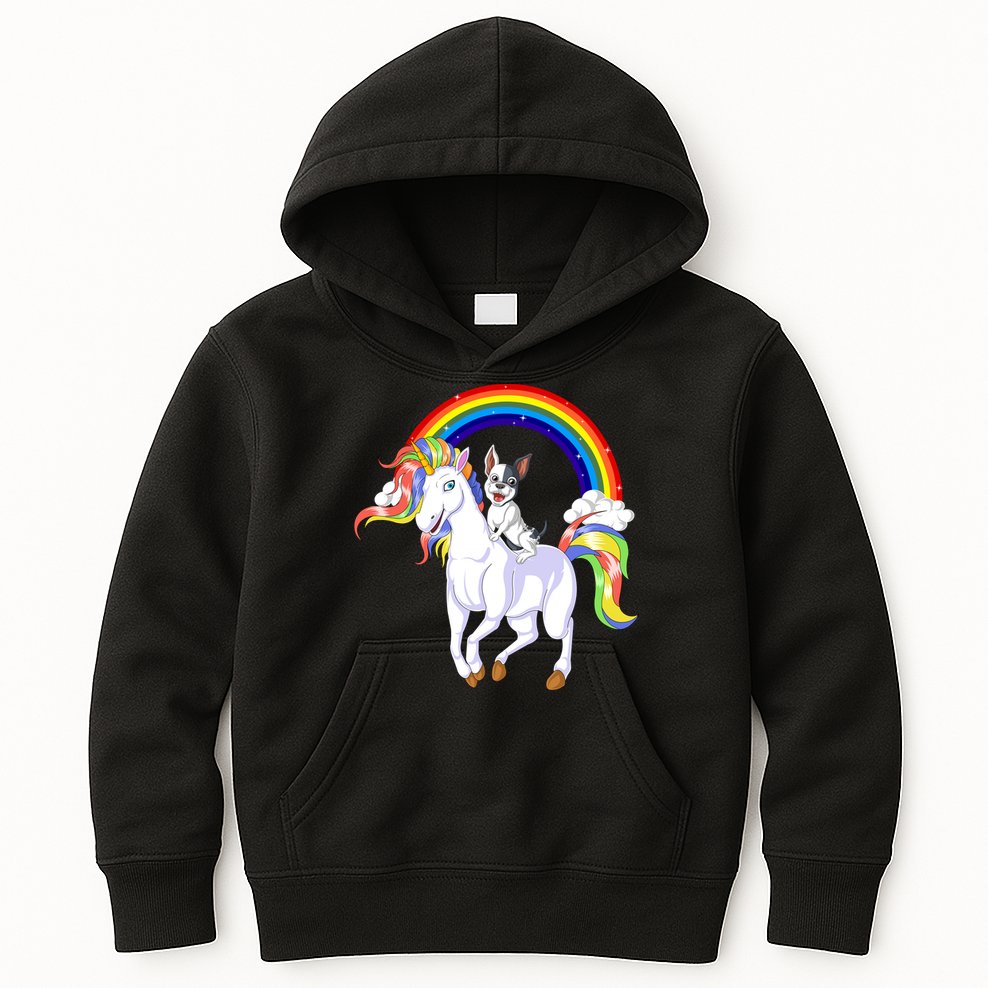 French Bulldog Riding Unicorn Kids Hoodie