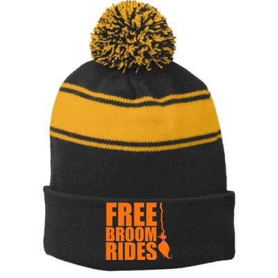 Free Broom Rides Stripe Pom Pom Beanie