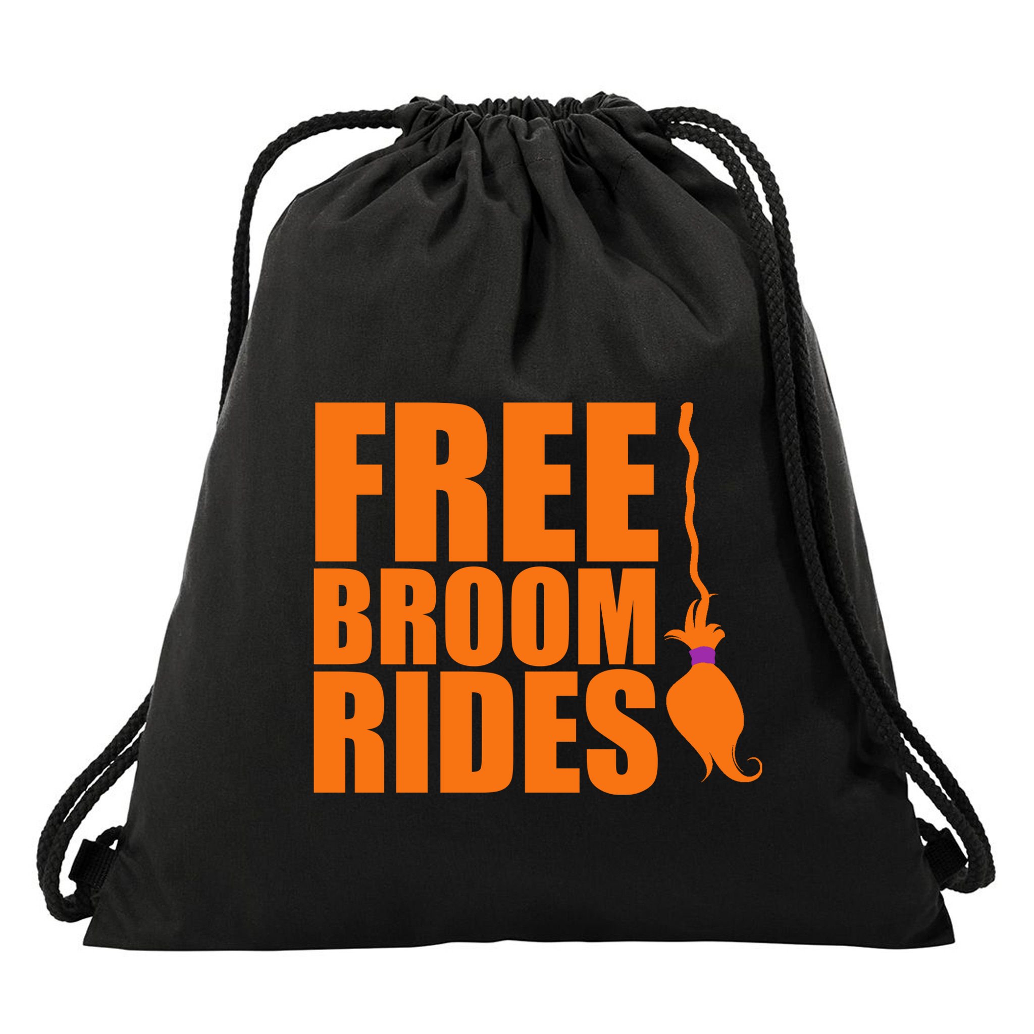 Free Broom Rides Drawstring Bag
