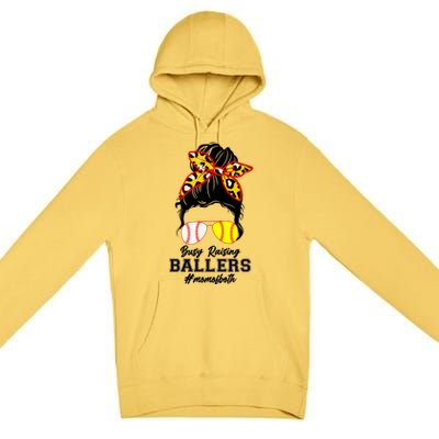 Funny Busy Raising Ballers #Mom Of Both Premium Pullover Hoodie