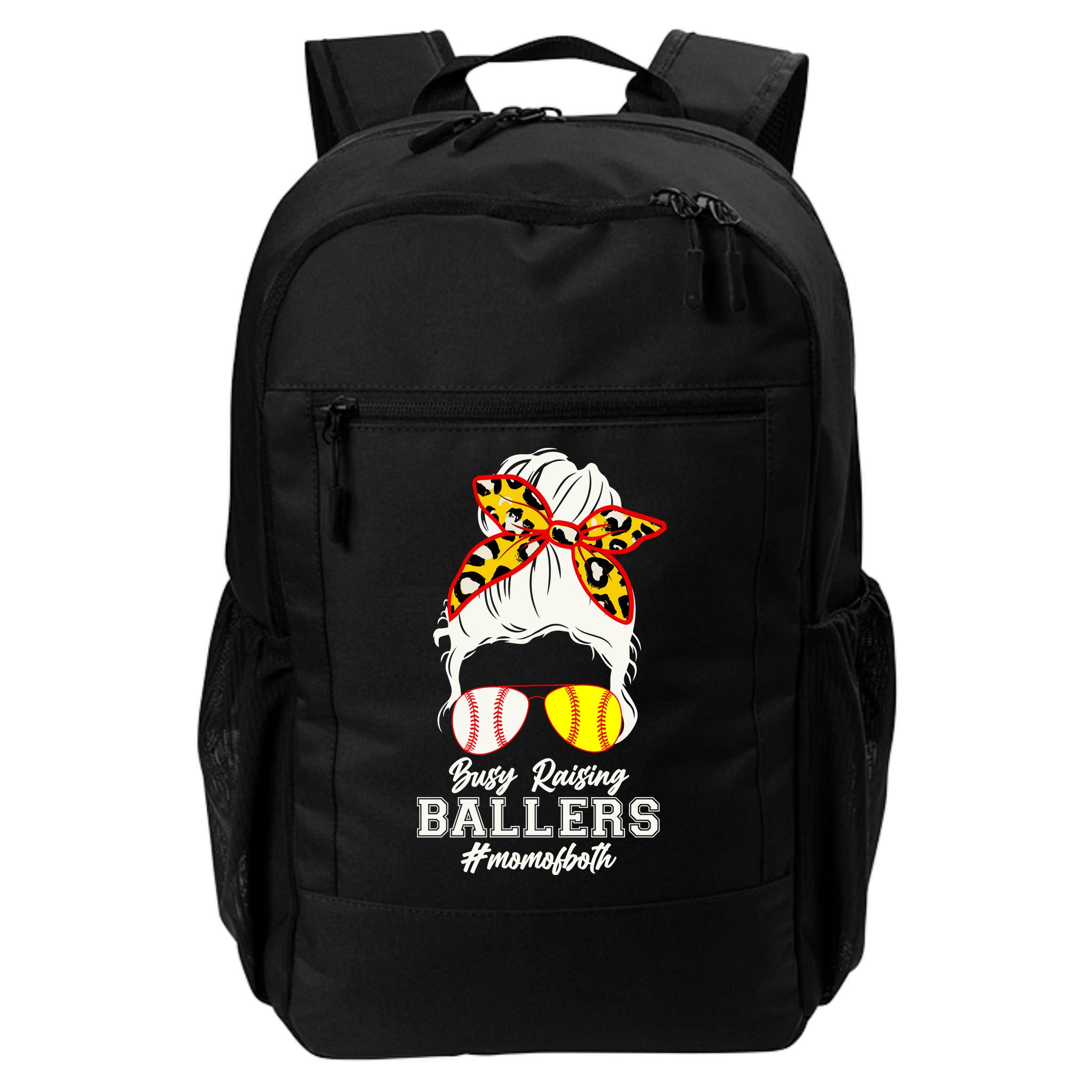Funny Busy Raising Ballers #Mom Of Both Backpack