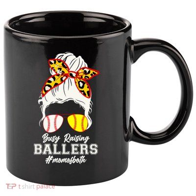 Funny Busy Raising Ballers #Mom Of Both 11oz C Handle Ceramic Mug