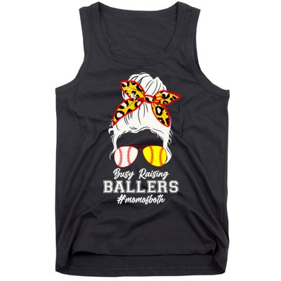 Funny Busy Raising Ballers #Mom Of Both Tank Top