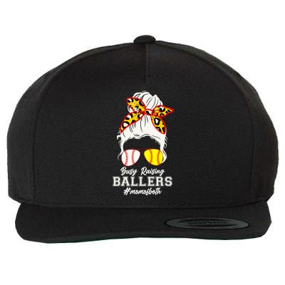 Funny Busy Raising Ballers #Mom Of Both Wool Snapback Cap