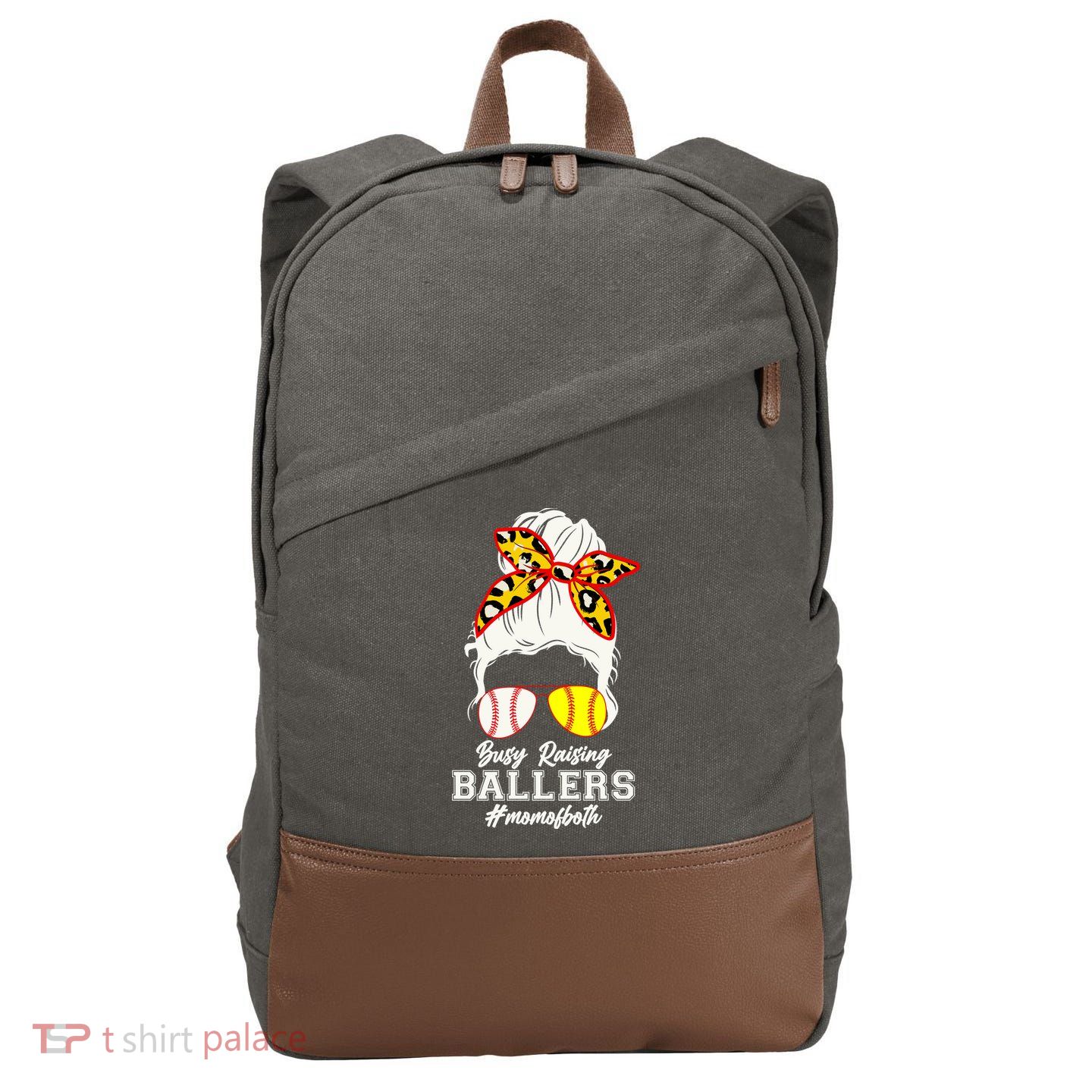 Funny Busy Raising Ballers #Mom Of Both Cotton Canvas Backpack
