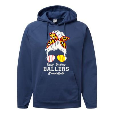 Funny Busy Raising Ballers #Mom Of Both Performance Fleece Hoodie