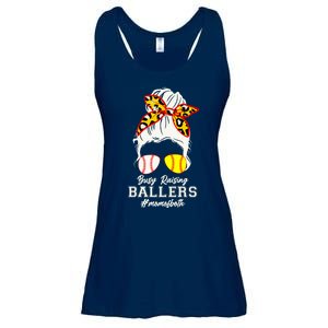 Funny Busy Raising Ballers #Mom Of Both Ladies Essential Flowy Tank