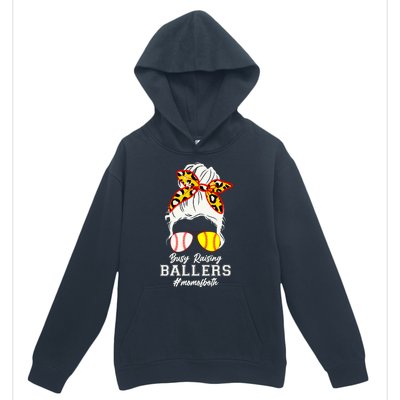 Funny Busy Raising Ballers #Mom Of Both Urban Pullover Hoodie