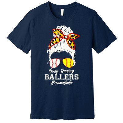 Funny Busy Raising Ballers #Mom Of Both Premium T-Shirt