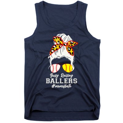 Funny Busy Raising Ballers #Mom Of Both Tank Top