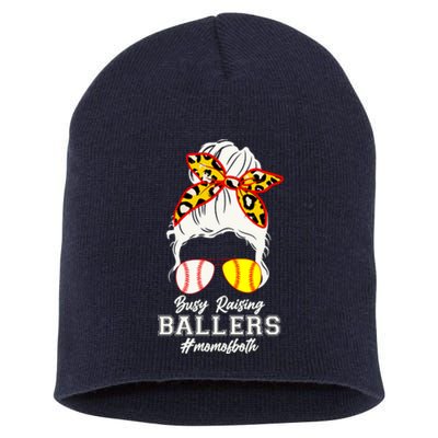 Funny Busy Raising Ballers #Mom Of Both Short Acrylic Beanie