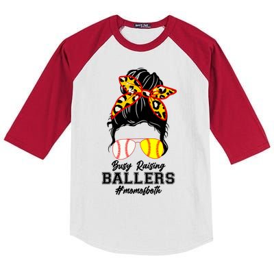 Funny Busy Raising Ballers #Mom Of Both Kids Colorblock Raglan Jersey