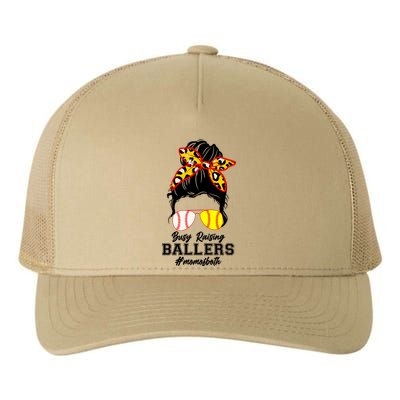 Funny Busy Raising Ballers #Mom Of Both Yupoong Adult 5-Panel Trucker Hat