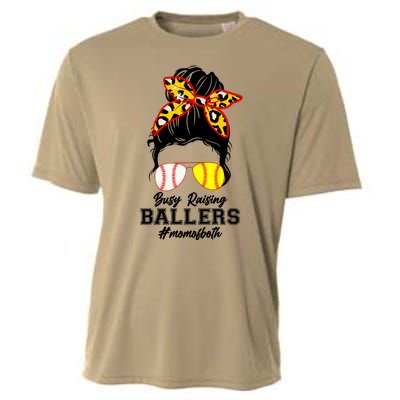 Funny Busy Raising Ballers #Mom Of Both Cooling Performance Crew T-Shirt