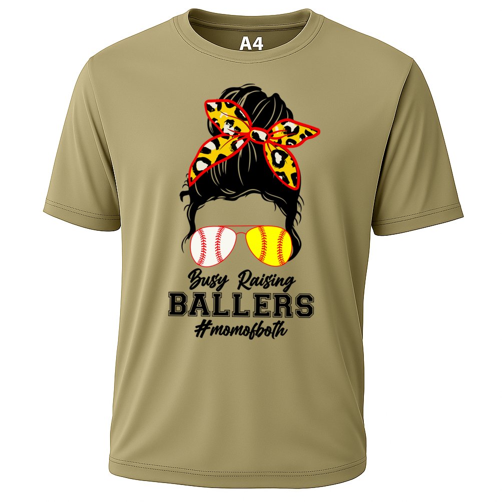 Funny Busy Raising Ballers #Mom Of Both Cooling Performance Crew T-Shirt