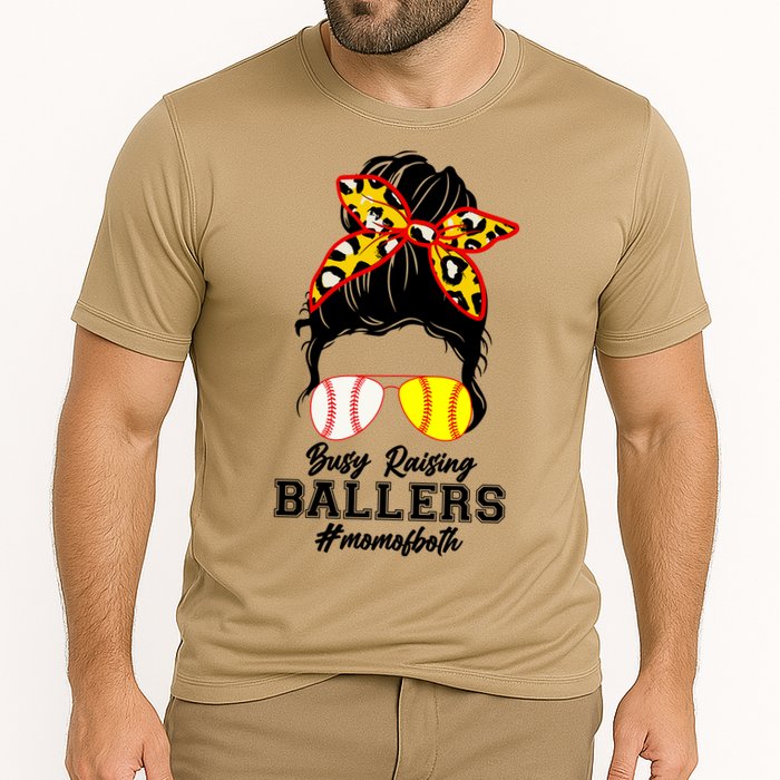 Funny Busy Raising Ballers #Mom Of Both Cooling Performance Crew T-Shirt