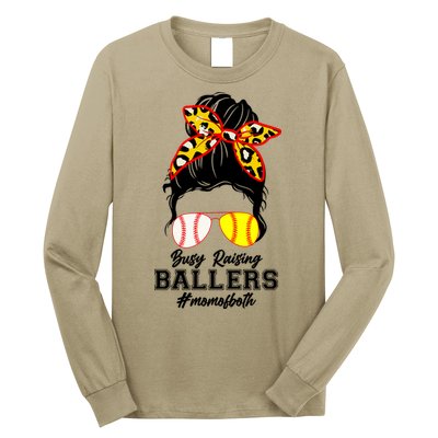 Funny Busy Raising Ballers #Mom Of Both Long Sleeve Shirt