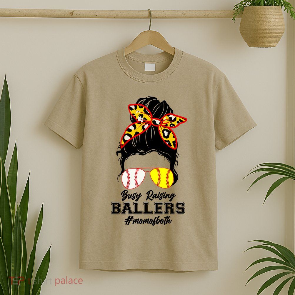 Funny Busy Raising Ballers #Mom Of Both T-Shirt