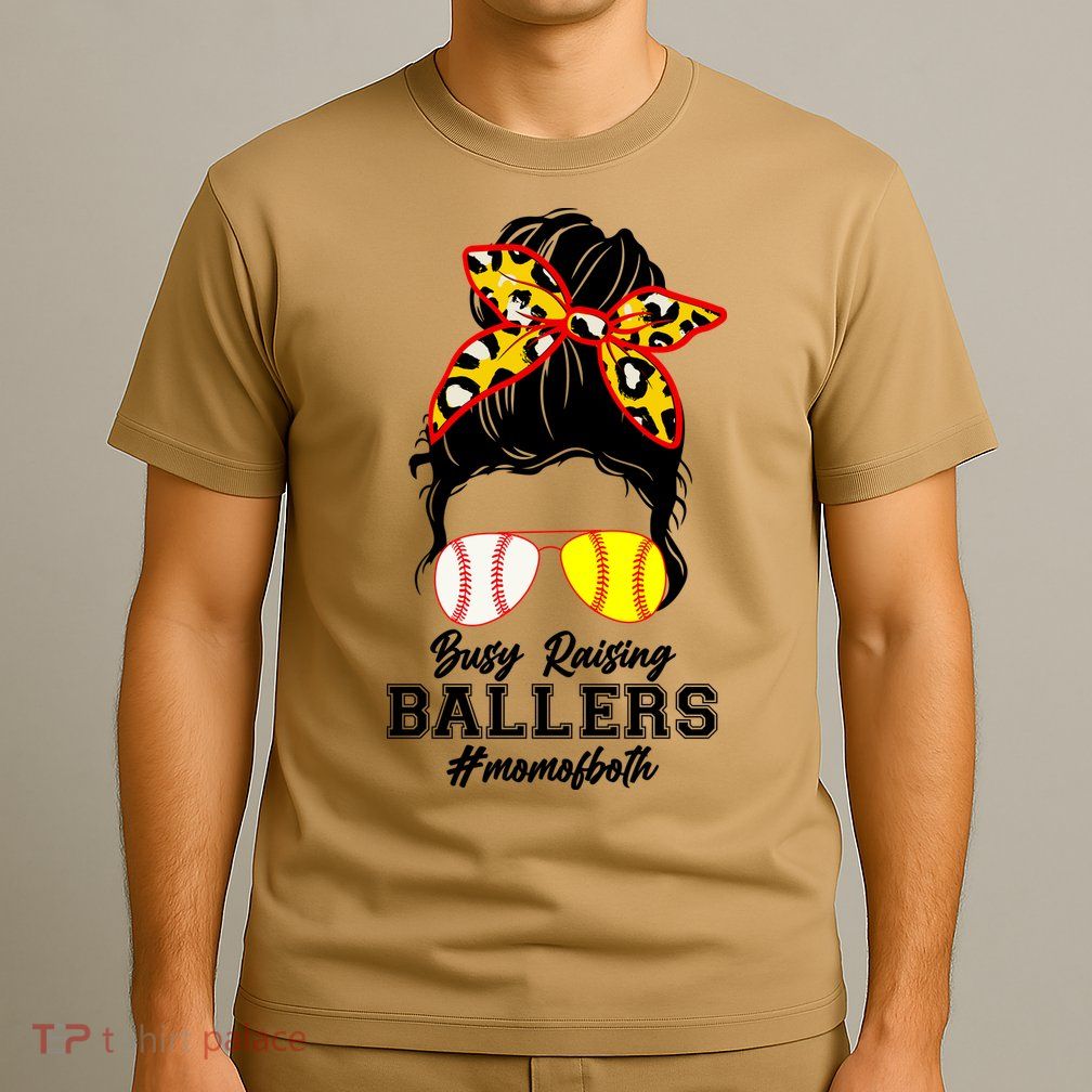 Funny Busy Raising Ballers #Mom Of Both T-Shirt