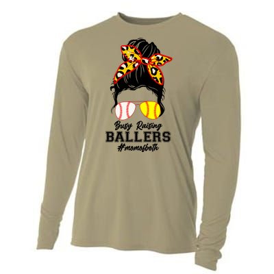 Funny Busy Raising Ballers #Mom Of Both Cooling Performance Long Sleeve Crew