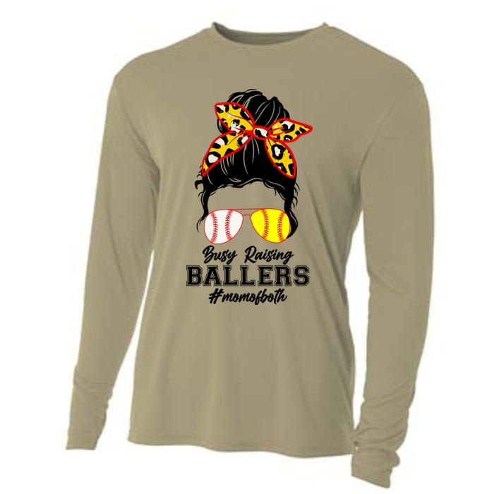 Funny Busy Raising Ballers #Mom Of Both Cooling Performance Long Sleeve Crew