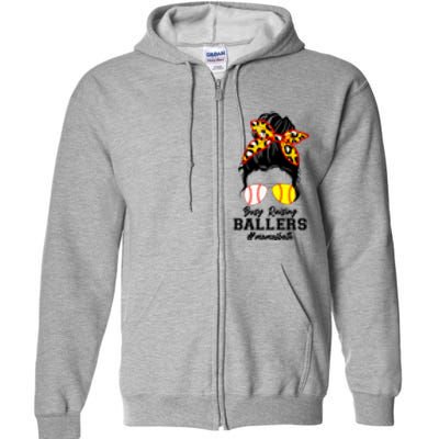 Funny Busy Raising Ballers #Mom Of Both Full Zip Hoodie