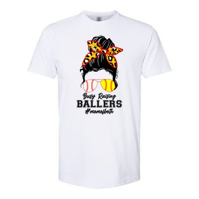 Funny Busy Raising Ballers #Mom Of Both Softstyle CVC T-Shirt