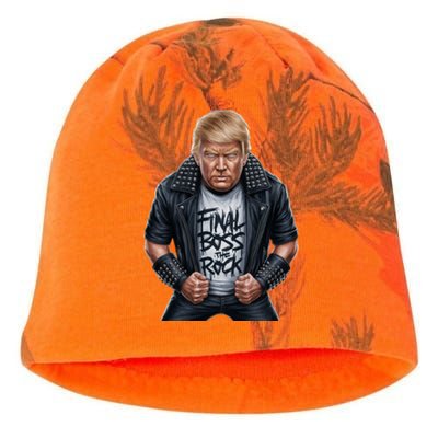 Final Boss Rock Music Wanted Donald Trump 2024 45 47 Electio Meaningful Gift Kati - Camo Knit Beanie