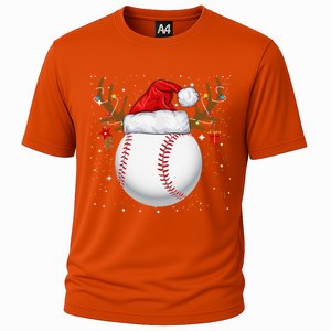 Funny Baseball Reindeer Santa Hat Christmas Holiday Gifts Cooling Performance Crew T-Shirt