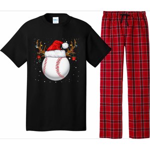 Funny Baseball Reindeer Santa Hat Christmas Holiday Gifts Pajama Set