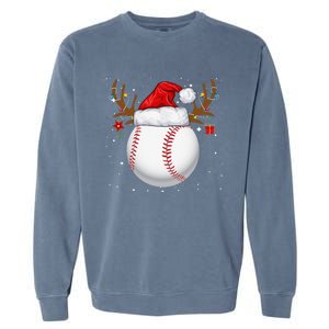 Funny Baseball Reindeer Santa Hat Christmas Holiday Gifts Garment-Dyed Sweatshirt