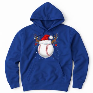 Funny Baseball Reindeer Santa Hat Christmas Holiday Gifts Hoodie