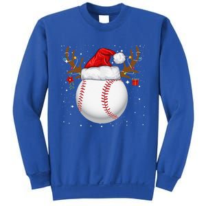 Funny Baseball Reindeer Santa Hat Christmas Holiday Gifts Sweatshirt