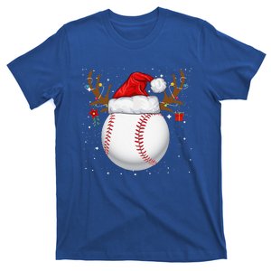 Funny Baseball Reindeer Santa Hat Christmas Holiday Gifts T-Shirt