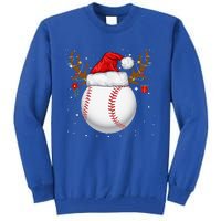 Funny Baseball Reindeer Santa Hat Christmas Holiday Gifts Tall Sweatshirt