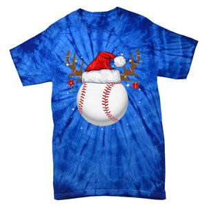 Funny Baseball Reindeer Santa Hat Christmas Holiday Gifts Tie-Dye T-Shirt