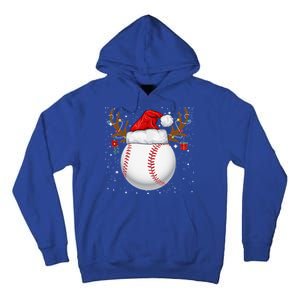 Funny Baseball Reindeer Santa Hat Christmas Holiday Gifts Tall Hoodie