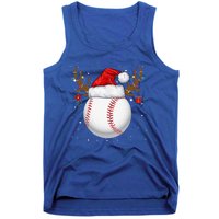 Funny Baseball Reindeer Santa Hat Christmas Holiday Gifts Tank Top