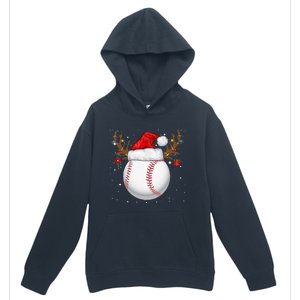 Funny Baseball Reindeer Santa Hat Christmas Holiday Gifts Urban Pullover Hoodie