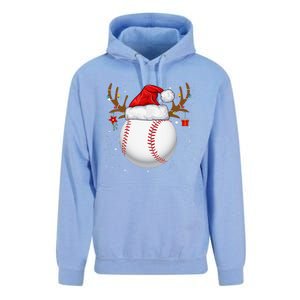 Funny Baseball Reindeer Santa Hat Christmas Holiday Gifts Unisex Surf Hoodie