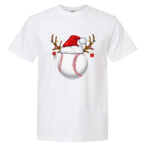 Funny Baseball Reindeer Santa Hat Christmas Holiday Gifts Garment-Dyed Heavyweight T-Shirt