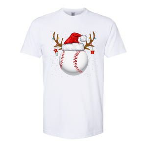 Funny Baseball Reindeer Santa Hat Christmas Holiday Gifts Softstyle CVC T-Shirt