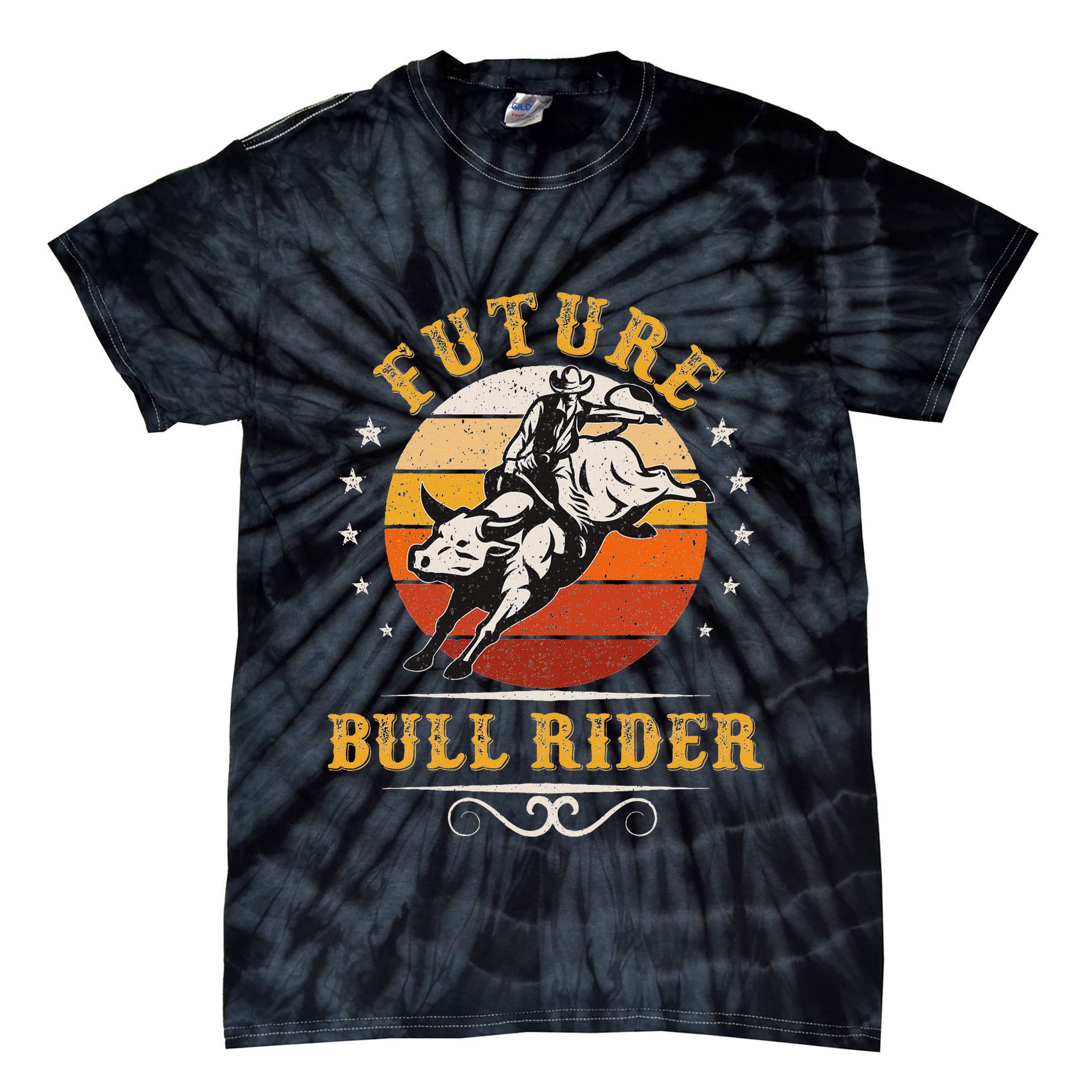 Future Bull Rider Rodeo Bull Riding Vintage Cowboy Tie-Dye T-Shirt