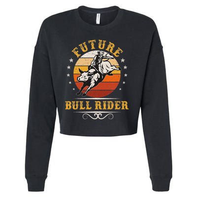 Future Bull Rider Rodeo Bull Riding Vintage Cowboy Cropped Pullover Crew
