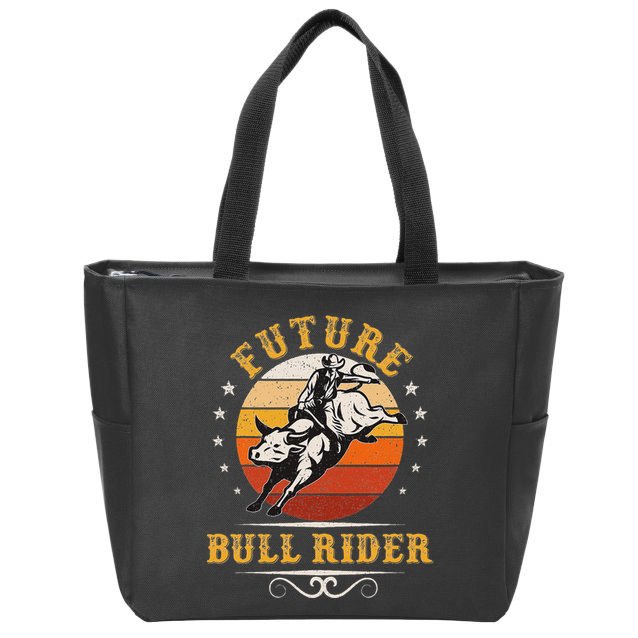Future Bull Rider Rodeo Bull Riding Vintage Cowboy Zip Tote Bag