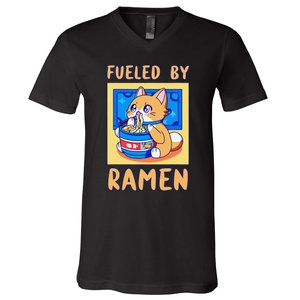 Fueled By Ra Anime Manga Food Cat Funny Kawaii Merch V-Neck T-Shirt