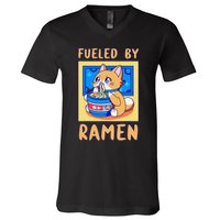 Fueled By Ra Anime Manga Food Cat Funny Kawaii Merch V-Neck T-Shirt