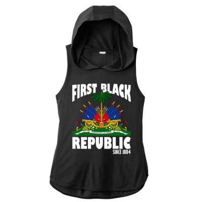 First Black Republic Since 1804 Haiti Heritage Ladies PosiCharge Tri-Blend Wicking Draft Hoodie Tank